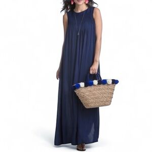 Vineyard Vines Size Small Navy Sleeveless Lightweight Smocked Maxi Dress